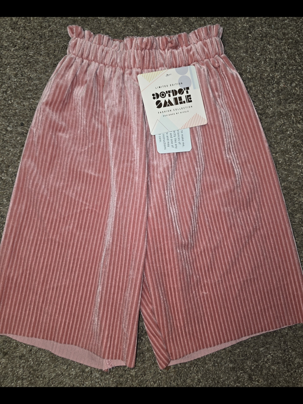 Dot Dot Smile Rose Pink Velvet Ribbed Culottes